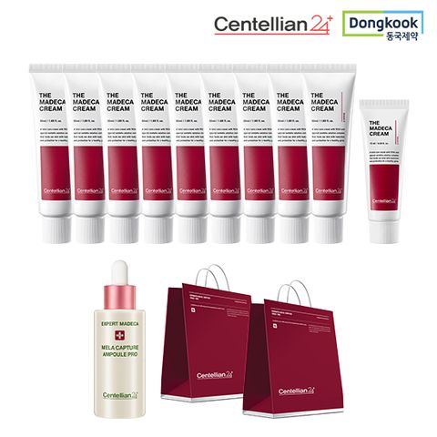 [특가구성] 동국제약 더 마데카크림 50ml*9+15ml+멜라캡처앰플Pro 30ml+쇼핑백2매