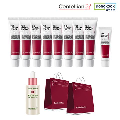 [특가구성] 동국제약 더 마데카크림 50ml*8+15ml+멜라캡처앰플Pro 30ml+쇼핑백2매