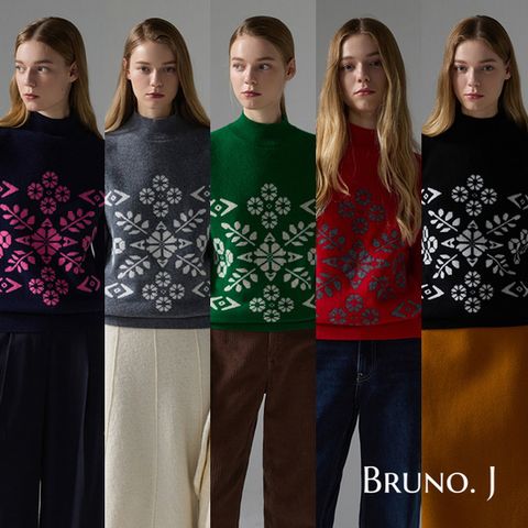 [런칭가 89,900원]브루노제이 25FW 울 100 자카드 니트 1종