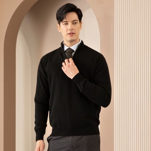 [E.VSEG]앱섹 몽골 캐시미어 100% 남성 하프 집업 니트