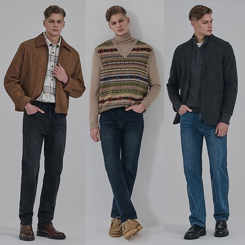 뱅뱅 25FW 남성 기모 라이크라 스트레이트 데님 3종