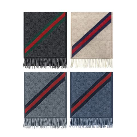 구찌 GG 웹 스트라이프 울 머플러