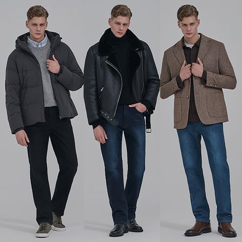 뱅뱅 25FW 남성 겨울 기모 본딩  라이크라 스트레이트 데님