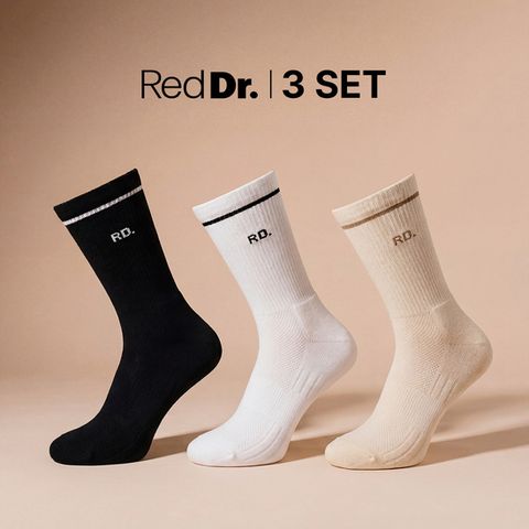 (여성)레드닥터_의료기기_족저근막지지 양말 3세트(화이트, 블랙, 크림)