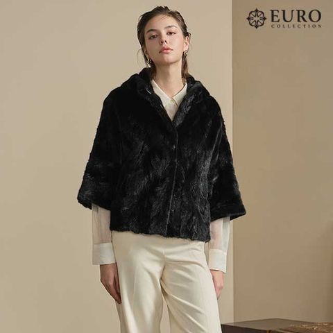 [유로컬렉션] 밍크 케이프 후드코트