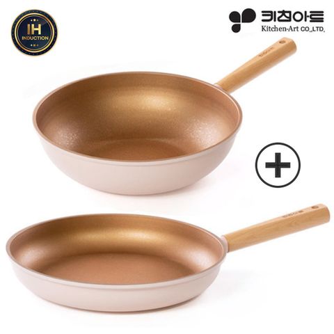 키친아트 인덕션 궁중팬 28CM+후라이팬 28CM 코팅 가정용 웍 멀티팬