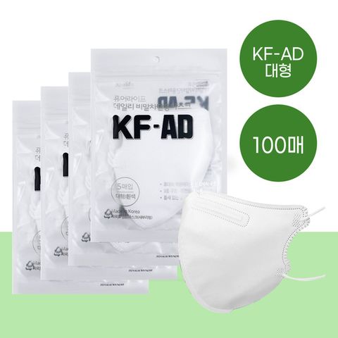 퓨어라이프 비말 KF-AD 마스크 대형(L) 새부리형 흰색 100매 