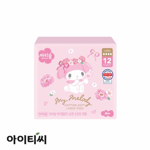 마리솜 마이멜로디 순면 소프트 대형 생리대(12입)X1팩