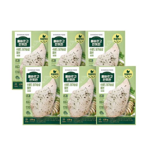 [신세계푸드] 올바르고 반듯한 수비드 닭가슴살 130g x 6팩 (허브)