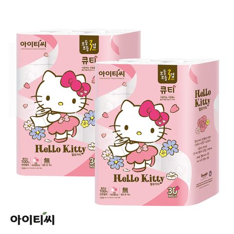 헬로키티 3겹 큐티 화장지(27m) 30롤X2팩