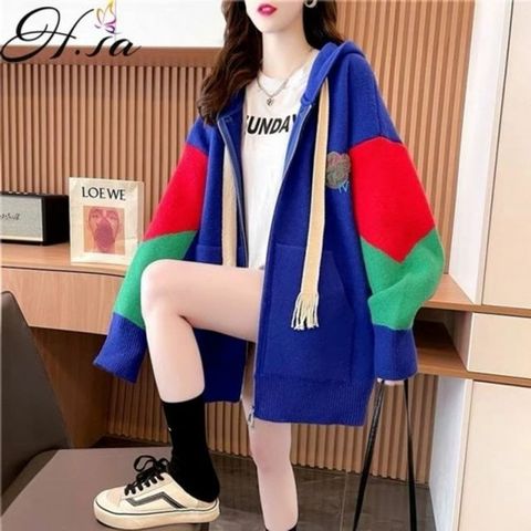 건가디건 후드 Hsa 미니가디건 긴 두꺼운 스웨터 카디