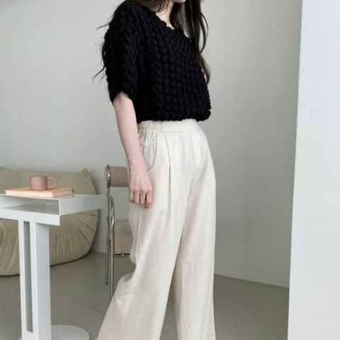 와이드 G126213 슬렉스 통바지 린넨바지 뒷밴딩