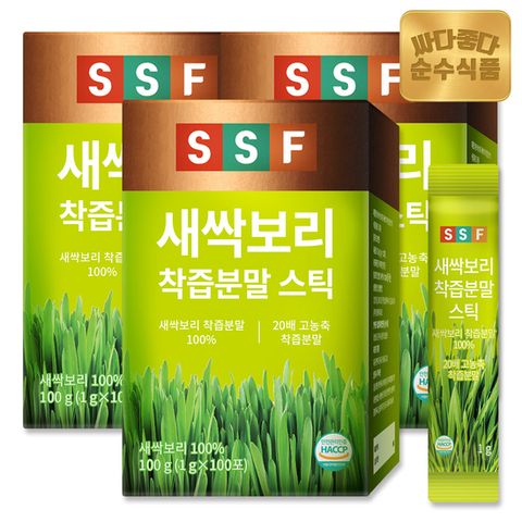 순수식품 새싹보리 착즙 분말 가루 스틱 실속형 3박스(300포)  20배 고농축