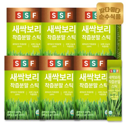 순수식품 새싹보리 착즙 분말 가루 스틱 실속형 6박스(600포)  20배 고농축
