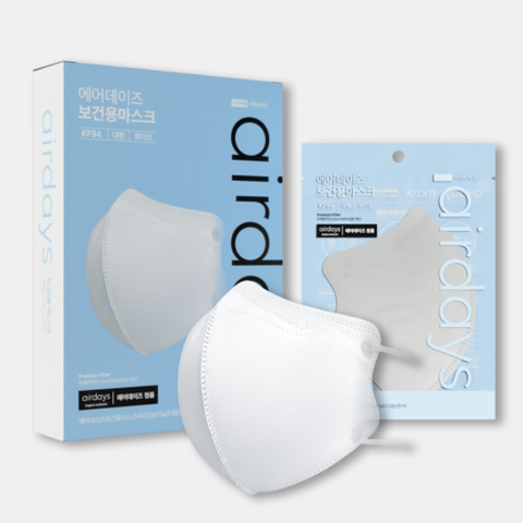 에어데이즈 KF94 새부리형 마스크 50매 (흰/검)