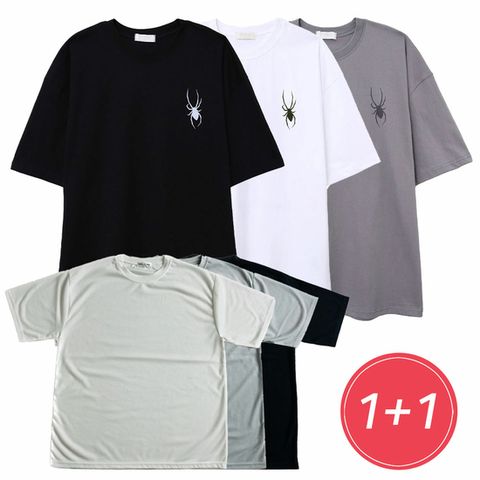 [1+1]남성 국산 라운드 반팔티 여름 면티 티셔츠 2종세트 무료배송
