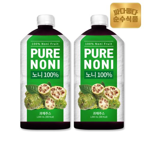 순수식품 착즙 노니 원액 노니주스 2병(2,000ml) NFC착즙