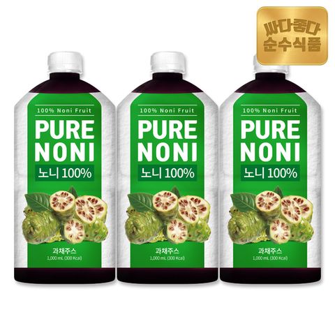 순수식품 착즙 노니 원액 노니주스 3병(3,000ml) NFC착즙