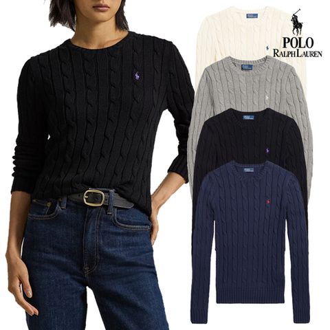 [POLO] 폴로 랄프로렌 여성 케이블 꽈배기 니트 코튼 스웨터