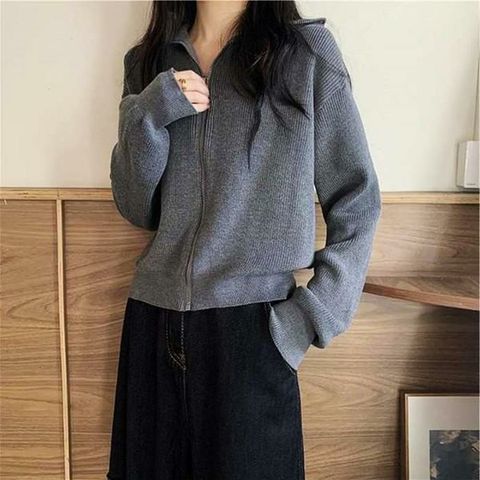 [오노마] ONM 크롭 가디건 니트 카라 집업 데일리 여성