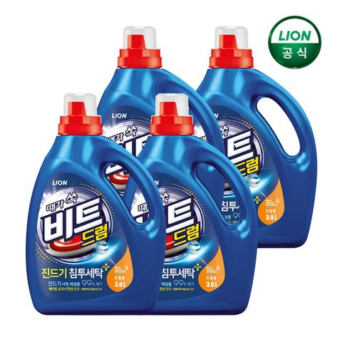 비트 액체 세탁세제 진드기 3L 용기 드럼용 x 4개