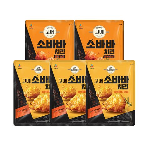 (온라인) [CJ] 고메 소바바 치킨 허니순살375g x3개+양념순살375g x2개