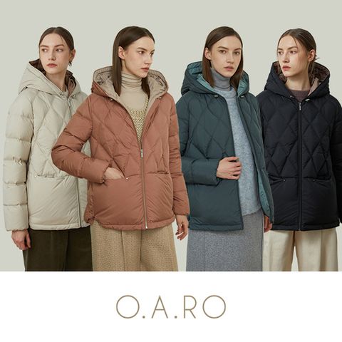 오아로 24FW 볼륨 퀼팅 후드 다운점퍼 1종