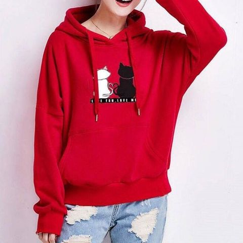 [오노마] ONM 여성 5컬러 귀여운 냥이 캐릭터 데일리 후드티셔츠