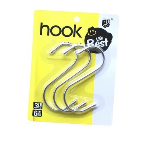 S고리 스텐 에스자 고리 후크 걸이 대형 3p DD-11336