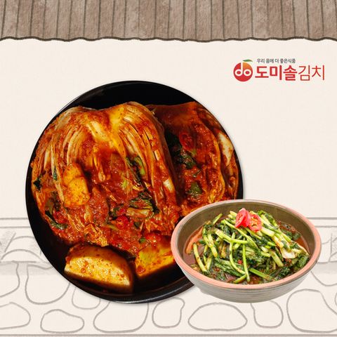 [도미솔] 국산100% 사랑채포기김치3kg+열무김치2kg,총5kg