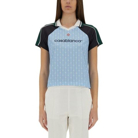 카사블랑카 여성 연하늘 LAUREL 반팔 티셔츠 WS25-JTP-368-01CITYSTRIPE 