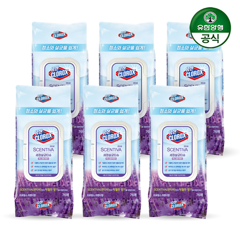 유한크로락스 센티바 세정살균티슈 프로방스 라벤더 76매 x 6팩