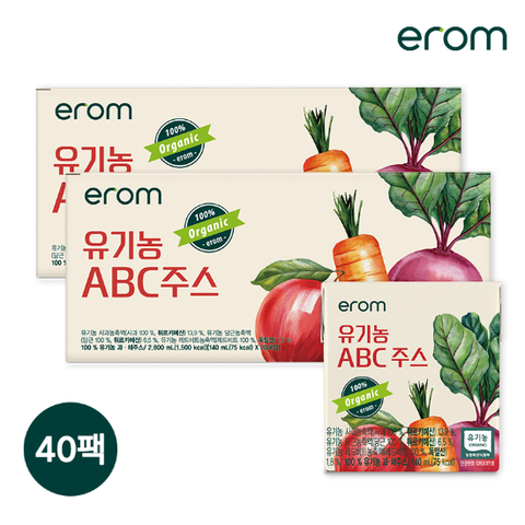 [이롬]유기농 ABC주스 40팩(140ml*20입*2)