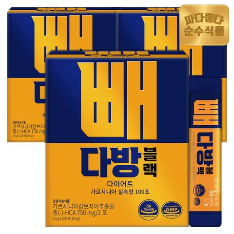 순수식품 빼다방 블랙 커피 다이어트 가르시니아 3박스(300포) 실속형