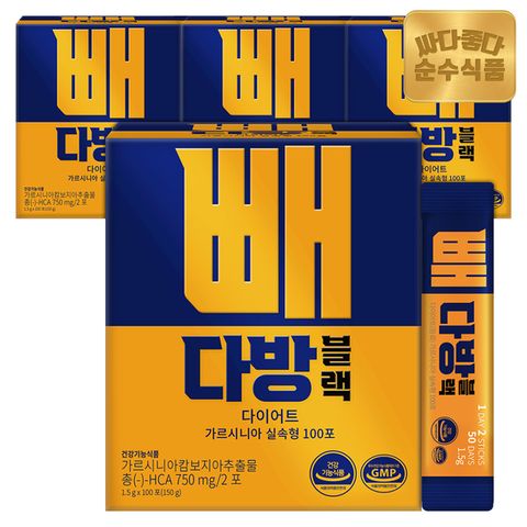 제휴_순수식품 빼다방 블랙 커피 다이어트 가르시니아 4박스(400포) 실속형