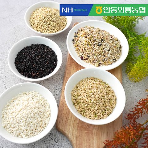 [와룡농협] 잡곡 5종세트 혼합15곡+찰현미+찰흑미+찰보리쌀+찹쌀(각1kg)