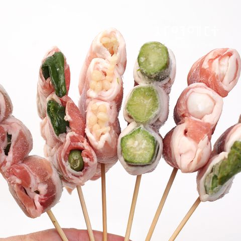 프리미엄 수제 국내산 삼겹살말이 꼬치 6종세트 / 총 400g 내외