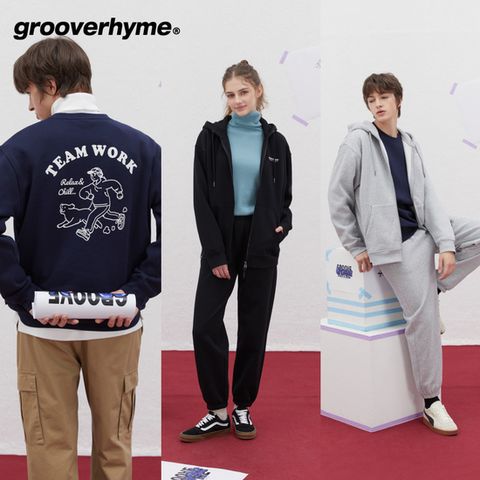 [그루브라임] 유니 기모셋업 3종(후드집업+팬츠+맨투맨)
