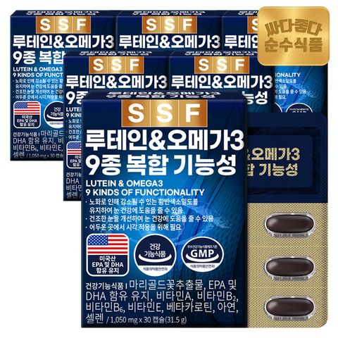 순수식품 루테인 오메가3 6박스(180캡슐) 6개월분 4중기능성 비타민