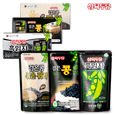 [M][삼육두유] 검은콩볶은귀리/흑임자/검은콩과칼슘 파우치 190ml 45팩