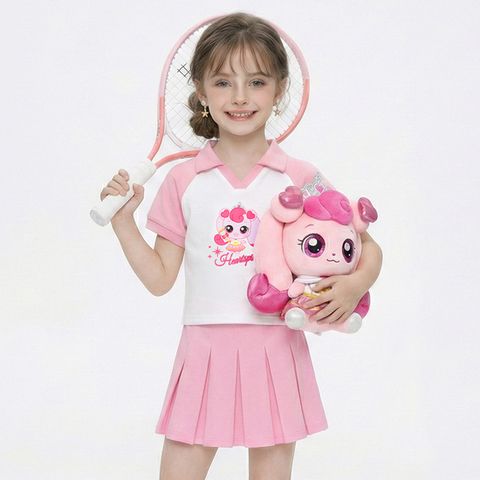 캐치! 티니핑 여아용 5부 카라티셔츠 핑크 플리츠 스커트 세트