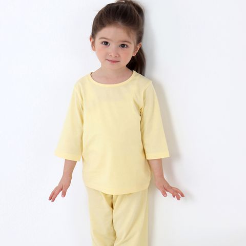 아동용 오가닉 순면 심플 7부 실내복 상하세트YE