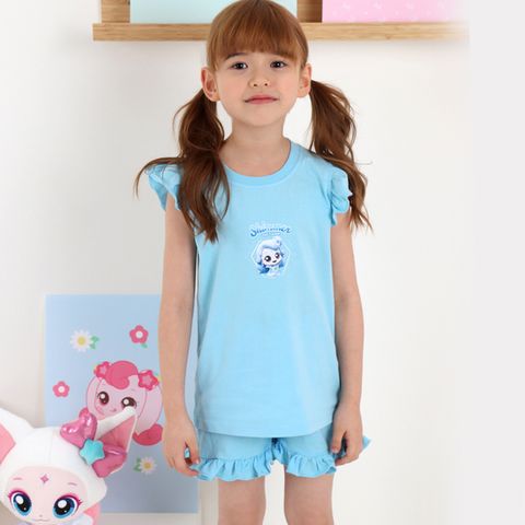 캐치! 티니핑 여아용 5부 프릴 반팔 상하복 웜업 세트BL