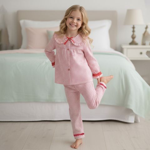 프리미에팜 아동용 깅엄체크 잠옷 파자마 상하의 세트 PK