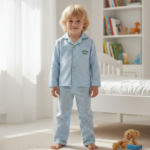 프리미에팜 아동용 깅엄체크 잠옷 파자마 상하의 세트 BL