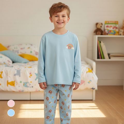 프리미에팜 아동용 레인보우 긴팔 잠옷 파자마 상하의 세트 BL