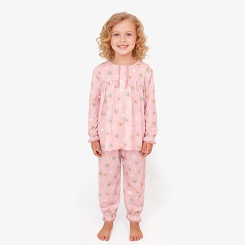 아동용 곰돌이 피치스판 9부 잠옷 파자마세트 PE