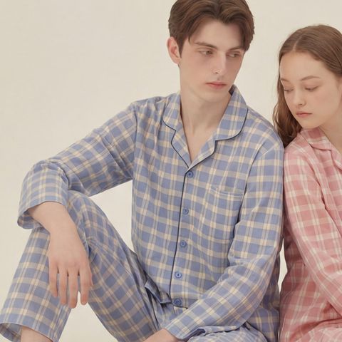 [레노마] 남성 탄탄체크 피치스판 9부 파자마 상하의 세트 BL