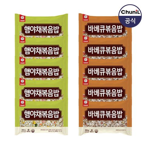 [천일식품] 햄야채볶음밥300g 5봉 + 바베큐볶음밥 300g 5봉
