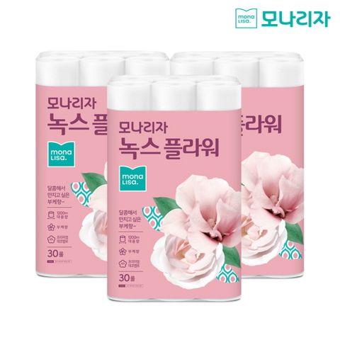 모나리자 녹스 플라워 대용량 화장지 40M 30롤 3팩